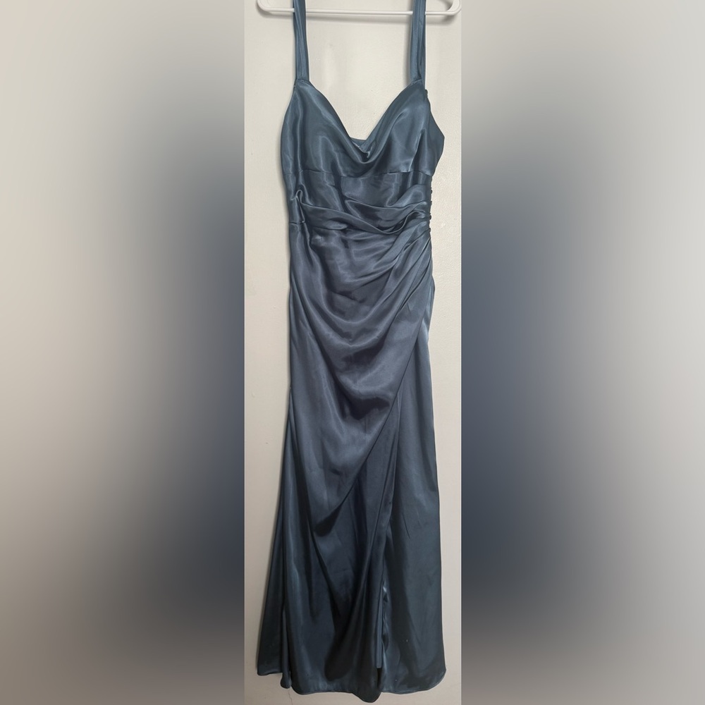Lina Deep Blue Satin Formal Dress